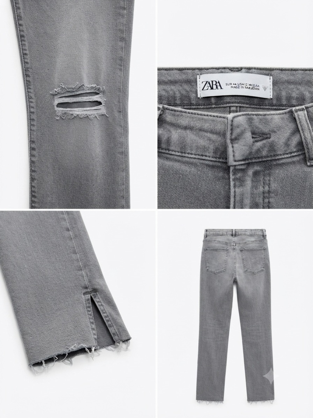 Zara sz 12 Women’s Gray Straight leg Distressed Jeans, great condition!